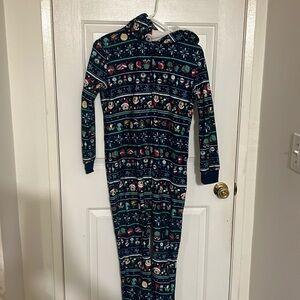 Christmas  Zippered Onsie Fleece Pajamas Costume disney